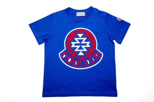 Moncler T-Shirt Large Logo In Blue