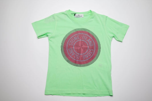 Stone Island Large Logo In Lime Green