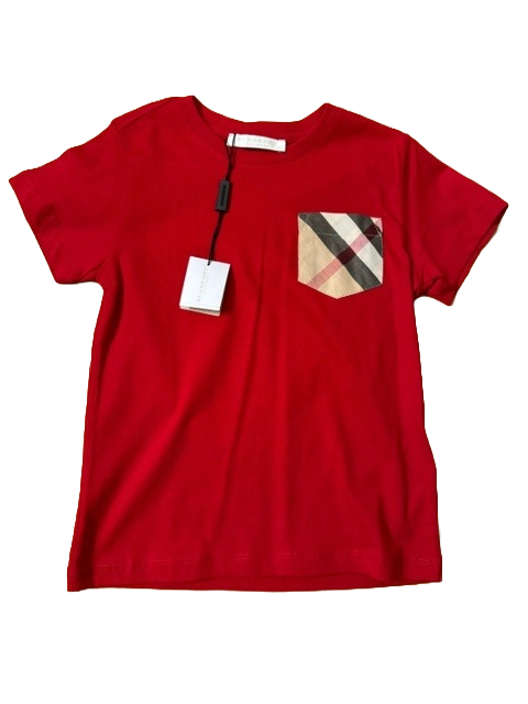 Burberry Boys T-Shirt Red Chequered Logo