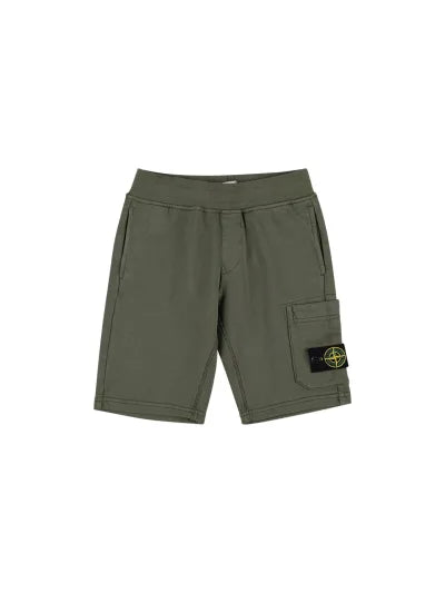 Stone Island Junior Compass-badge jersey shorts In Dark Green