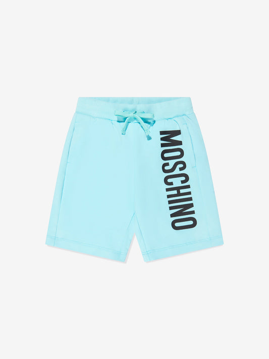 Moschino Boys Logo Print Shorts In Blue