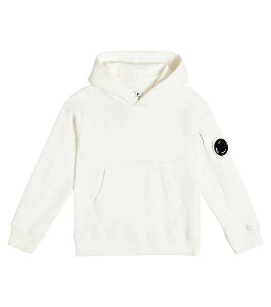 CP Company Lens Jersey Hoodie In White